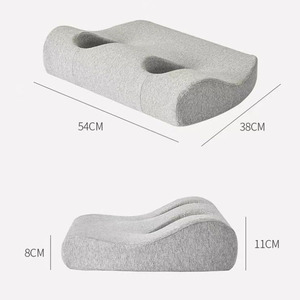 Memory Foam <b>Neck</b> <b>Pillow</b> 54X38X11Cm With Headphone Cutouts For Sleeping Support Gray - Product Image 1
