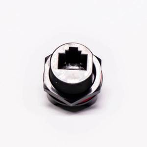 Mặt Trước IP67 Đầu Nối Chống Thấm Nước <span class=keywords><strong>RJ45</strong></span> Góc Phải Qua Lỗ Cho PCB Mount - Product Image 2