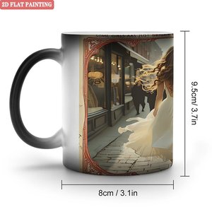 Taza mágica de cerámica de 11 oz, color negro escarchado, que cambia de color con bebidas calientes - Product Image 1