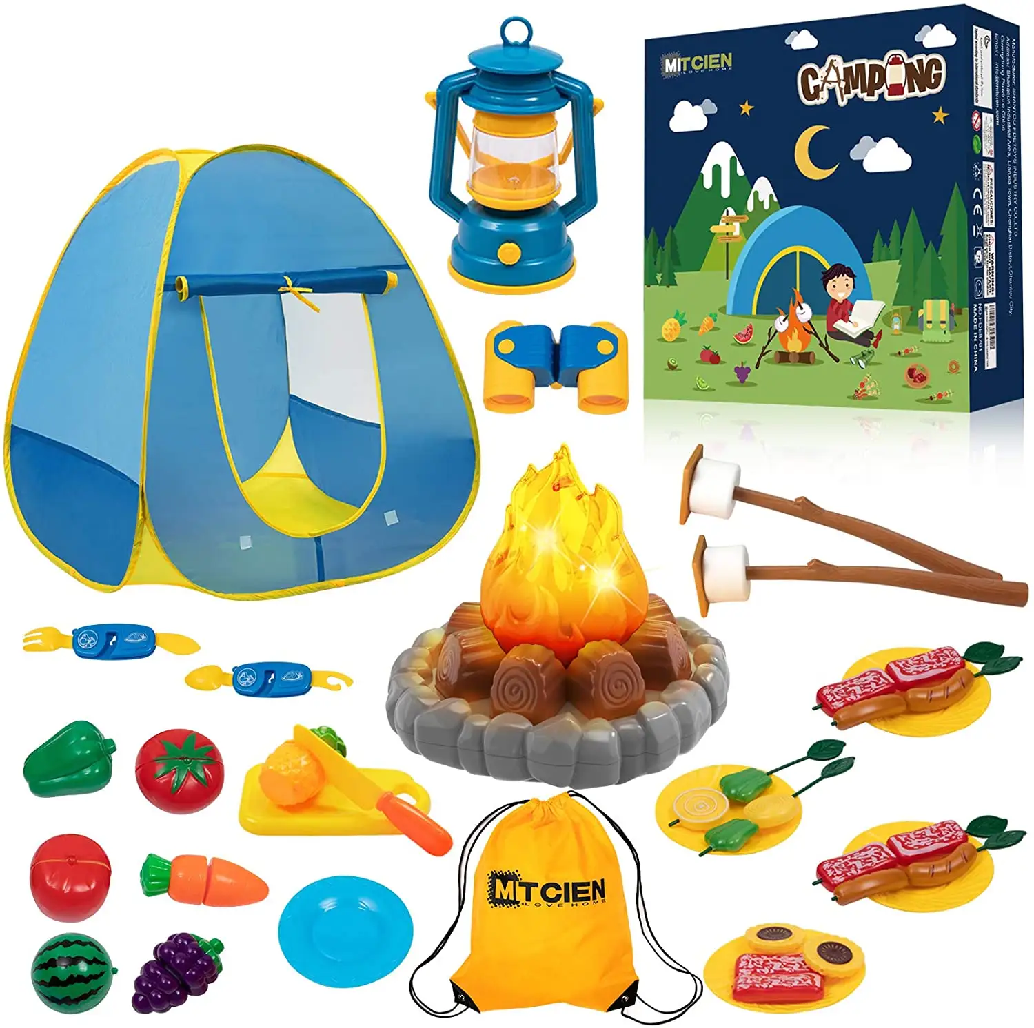 Детская игровая палатка для кемпинга с игрушками, костер, зефир, фрукты, игрушки, Игровая палатка, комплект для дома и улицы, игра для ролевых игр
