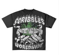 Nouveau T-shirt 100% Coton de Haute Qualité, Coupe Oversize Vintage, Épaules Tombantes, Style Streetwear, Délavé à l'Acide, Tissé, Impression DTG, Motif Graphique Écologique