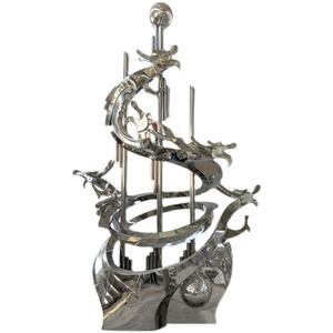 Escultura de Acero Inoxidable para Paisajes a Gran Escala, Abstracta, Urbana, para Campus, Parques y Plazas, con Elementos Acuáticos, Elegante y Sofisticada - Product Image 5