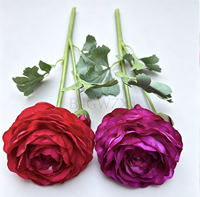 Bunga Ranunculus Buatan Berkualitas Tinggi dengan 2 Kepala, Realistis, untuk Dekorasi Rumah di Hari Pernikahan, Thanksgiving, Hari Ibu & Tahun Baru