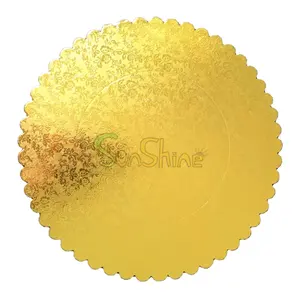 Hot Sales Gold 12 10 Inch Round And Square Golden Foil Corrugated Cake Board Cakes Drum
