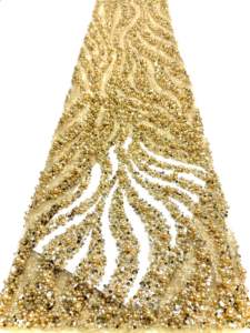 قماش دانتيل أفريقي مزين بالخرز والأحجار اللامعة - Product Image 5