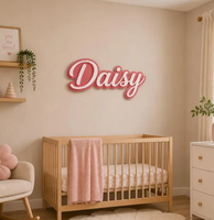 Panneau nominatif personnalisé en acrylique avec police cursive, monogramme initial, ornement mural pour la maison