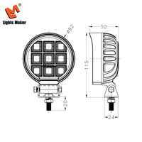 Luz de Trabajo LED Redonda Portátil de 54W para Todoterreno, 3600LM, Haz de Luz Amplio, Lámpara de Conducción para SUV, Camioneta, Marino, ATV, Remolque YW-0706A-3-54