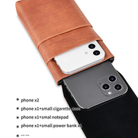 Groothandel Universele Outdoor PU Lederen Dubbele Telefoon Design Running Waist Wallet Mobiele Telefoon Tas voor Heren voor iPhone