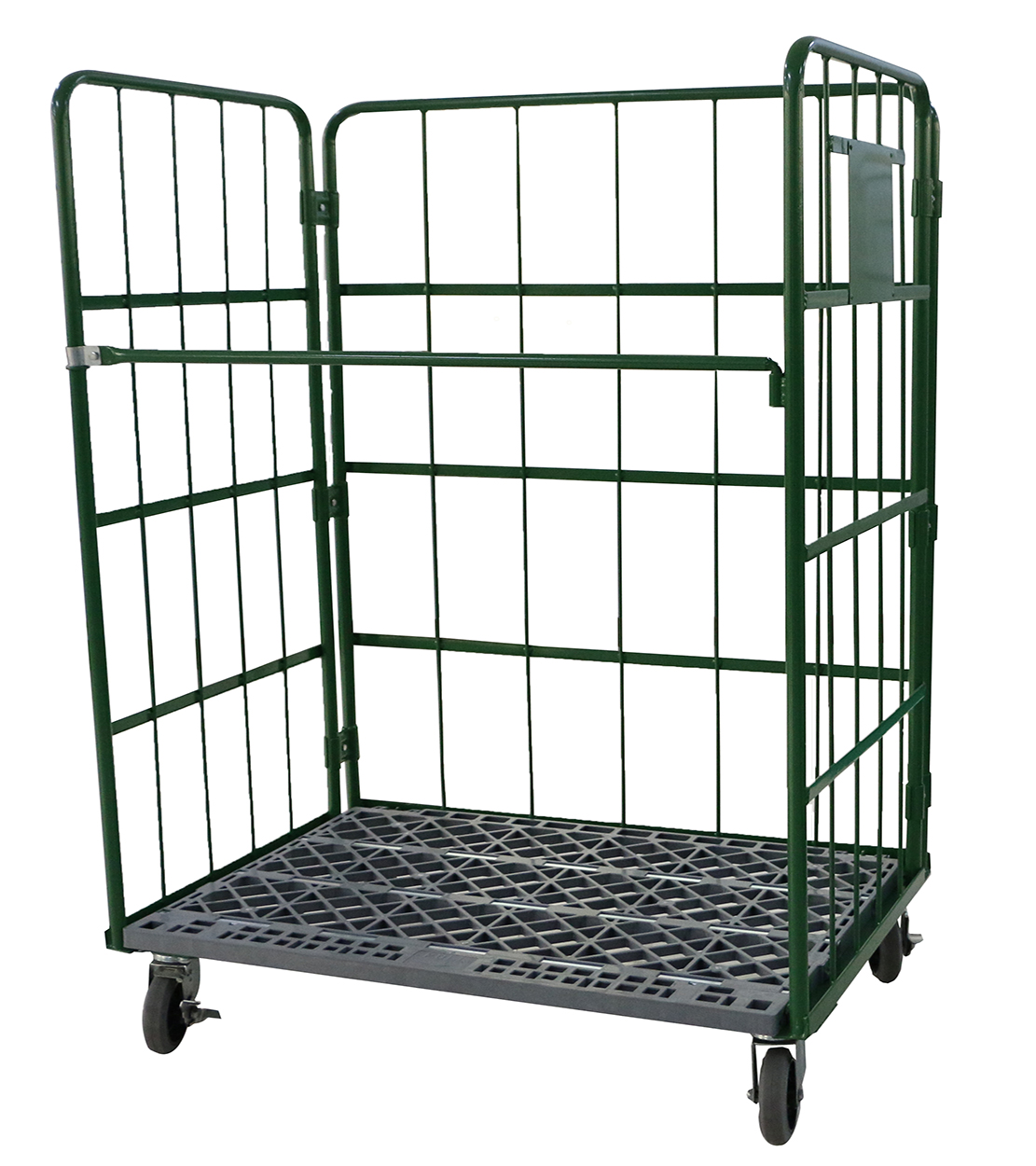 Three Sided Open Front Mesh Pallet Steel foldable storage trolley cart TC4633 Logistic tool cart