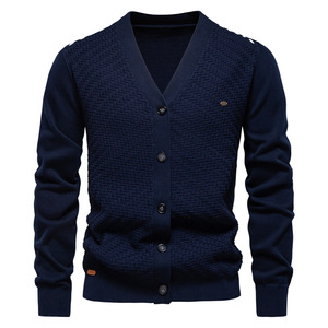 Cardigan en laine respirant à col en V pour homme, manches longues, anti-boulochage, couleur unie, veste pull d'automne - Product Image 3