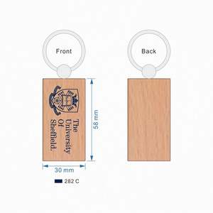 Porte-clés en bois personnalisé avec logo imprimé et nom gravé, porte-clés et mousquetons promotionnels vierges - Product Image 6
