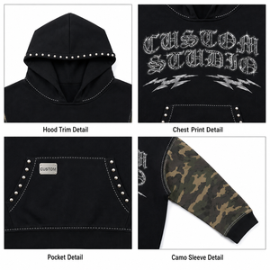 Sudadera con Capucha OEM Lisa de Algodón Pesado con Efecto Stone Washed, Hombros Caídos, Corte Holgado y Personalizable para Hombre - Product Image 3