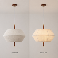 Lustre moderne simple en bois massif avec corde tressée pour mariage, salon, bureau, restaurant, îlot de cuisine, maison de vacances