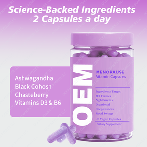 Bán buôn OEM thời kỳ mãn kinh bổ sung giúp làm giảm bớt nóng nhấp nháy đêm đổ mồ hôi thay đổi tâm trạng cho phụ nữ mãn kinh viên nang - Product Image 3