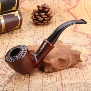 Wholesale Spot Goods Wood Flared Handle Pipe For Tobacco Cigarettes Pipes Smoking Accessories With Gift Box
