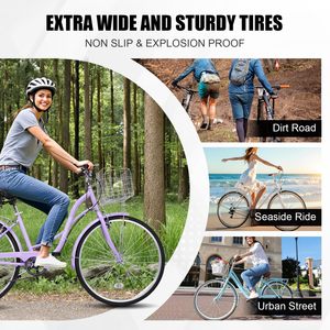Vélo <span class=keywords><strong>de</strong></span> plage <span class=keywords><strong>pour</strong></span> <span class=keywords><strong>femme</strong></span> à 7 vitesses avec design <span class=keywords><strong>ergonomique</strong></span>, <span class=keywords><strong>selle</strong></span> réglable, double garde-boue et frein V, violet - Product Image 3