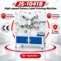 Machine d'impression d'étiquettes rotative à grande vitesse JS-1041B, certifiée CE, garantie 1 an, 150 rotations/min pour l'impression d'étiquettes sur ruban tissé