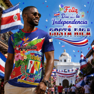 T-shirt Costa Rica per il Giorno dell'Indipendenza 2026, bestseller a basso prezzo, <span class=keywords><strong>Alajuela</strong></span>, sublimazione, girocollo, manica corta - Product Image 1