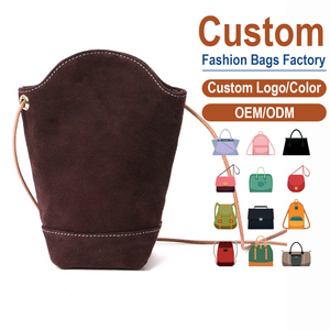 Sac à main seau de luxe en cuir suédé givré pour femme, style vintage, design exclusif - Product Image 1