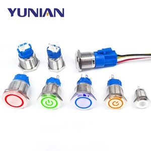 Công Tắc Nút Bấm Kim Loại Chống Nước Màu Đỏ Xanh Dương 12/16/19/22Mm 5V 12V 24V 220V Công Tắc Nguồn Động Cơ Xe Hơi Chốt Tạm Thời Đèn <span class=keywords><strong>LED</strong></span> - Product Image 1