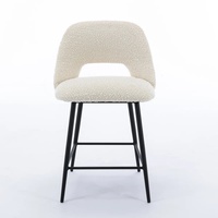 Ensemble de 4 tabourets de bar modernes en bouclette, avec coussin en éponge haute densité et dossier ergonomique, emballage plat peu encombrant pour la maison et les cafés