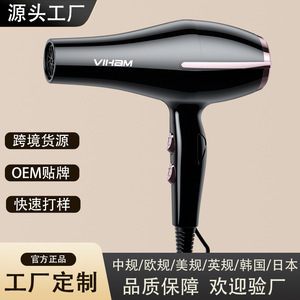 Sèche-cheveux Viham 220V avec moteur DC, ions négatifs, air chaud et froid, buse unique, noir - Product Image 2