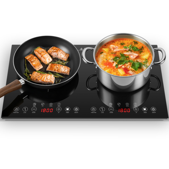 Portable Induction Cooktop 2 Burner-1800W Ultra Thin Design, Sensor Touch Control, Child Safety Lock & Timer | Electric Cooktop
