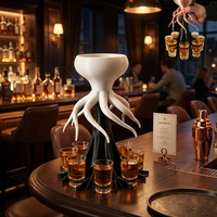 Distributeur et support d'alcool créatif en forme de pieuvre à 8 jets, idéal pour les bars à domicile, les fêtes et les amateurs de barware