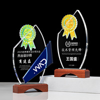 Trophées en cristal de verre de haute qualité gravés au laser, figurines portables pour récompenser les employés exceptionnels