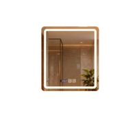 Miroir de salle de bain mural carré en verre rétroéclairé par LED, anti-buée, moderne et minimaliste, personnalisable en gros pour salles de bain et maisons d'hôtes ; Feng