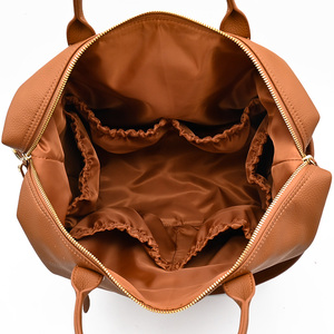 Bolsa de Pañales para Bebé, Personalizada de Fábrica, Vegana, de Cuero PU Marrón, con Múltiples Bolsillos, Mochila de Maternidad, Bolsa de Hospital para Mamá con Cambiador - Product Image 5