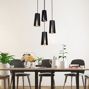 Créatif européen Chambre Salle À Manger cuisine <span class=keywords><strong>4</strong></span> Tête noir en métal décor E27 Lustre lumière - Product Image 2