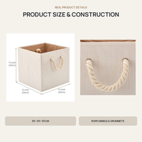 Panier de rangement pliable en tissu de bambou avec poignées en corde de coton, organisateur en cubes, boîte pliable pour la maison, 35L, moderne