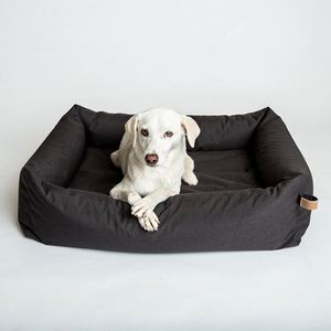 Tempat Tidur Anjing Mewah Ukuran Besar dari Kain Campuran Katun Organik dan Rami Premium Warna Abu-abu dengan Penutup yang Dapat Dilepas - Product Image 6