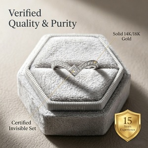 Anillo de Lujo de Oro Blanco de 18K con Diamantes en Forma de V Milgrain para Tiendas de Boutique OEM MOQ 1 unidad - Product Image 3