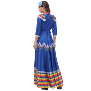 Vestido <span class=keywords><strong>Tradicional</strong></span> <span class=keywords><strong>Mexicano</strong></span> para Mujer, Estilo Bohemio, Largo, para Baile, Disfraz para Halloween, Actuaciones en Escenario, Material Poliéster - Product Image 5