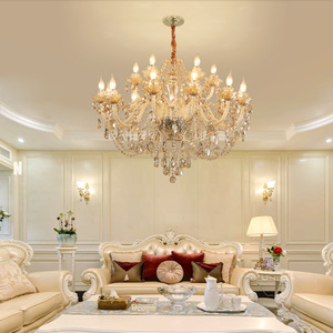 Lustre en cristal doré de luxe avec 12 lumières, base d'ampoule E14, AC 220V, pour salon - Product Image 2