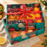 Boîte d'emballage pour fruits haut de gamme avec couvercle transparent, impression couleur, boîtes cadeaux personnalisées pour fruits du dragon, raisins, grenades et pommes