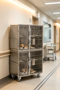 Jaula Reutilizable de Acero Inoxidable de 6 Puertas <span class=keywords><strong>para</strong></span> <span class=keywords><strong>Perros</strong></span> y Gatos, Uso Médico y Veterinario, <span class=keywords><strong>para</strong></span> Hospitales y Cirugía - Product Image 5