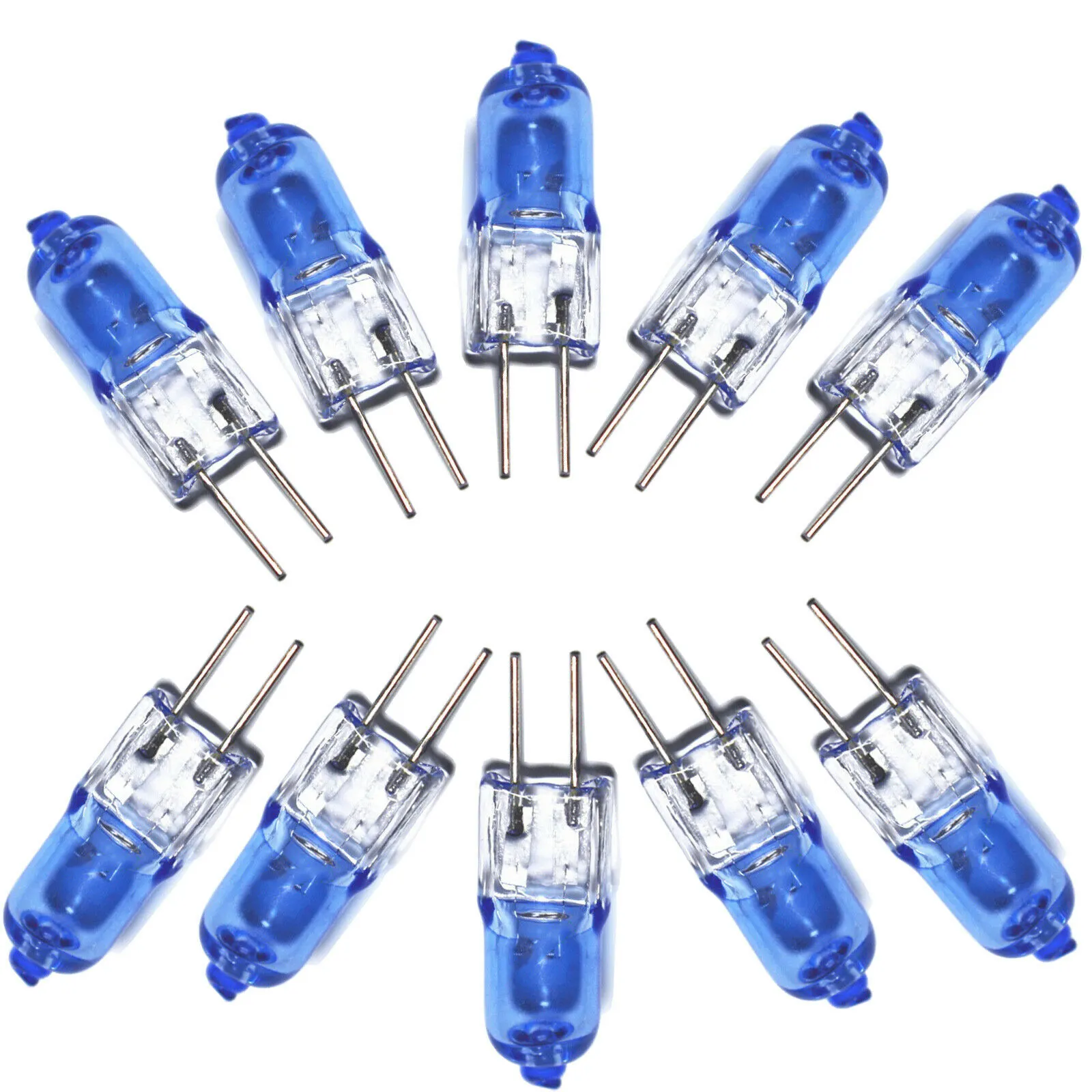 Mini G4 luz halógena cápsula lámpara de bombillas superficie chapado azul 20W 12V