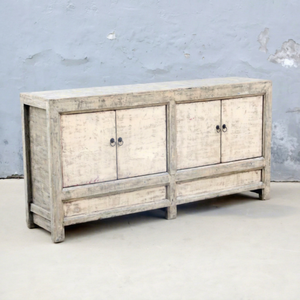 <b>Rustic</b> Solid Wood <b>Sideboard</b> Cabinet With Four Flat Panel Doors Antique Storage Furniture For Living Room - Product Image 1