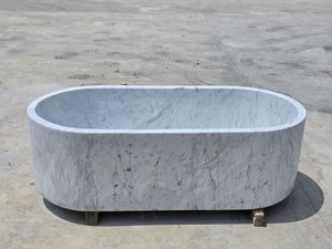 Baignoires ovales en marbre blanc de Carrare italien de 180 cm pour projets de salle de bain - Product Image 6