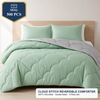 Ensemble de couette réversible Soft Cloud Stitch, couette légère double face gris menthe pour chambre à coucher