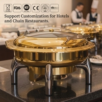 Chauffe-plats de buffet professionnel en acier inoxydable doré et blanc, alimenté au gaz, idéal pour la restauration et les hôtels – Vente chaude