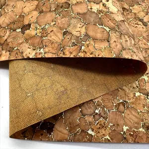 Factory Wholesale Vintage Coffee Stripes 0.4mm Natural Cork Leather For Cork Tote Handbags Shoes Belts Tiles Cups Planters