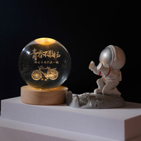 Lampe de nuit en boule de cristal 3d, décoration lumineuse en boule de cristal, système solaire, veilleuses Led, décoration de bureau et de maison