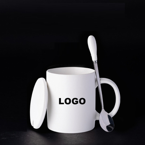 Personalizado Branco Personalizado logotipo Bebida Personalizado Bonito Osso Fino China Personalizado Cerâmica Chá De Café Leite Caneca Copo com Tampa e Colher - Product Image 1