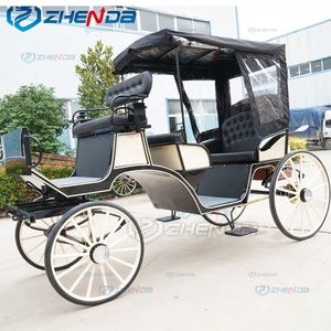 Chariot à chevaux noir ZHENDA avec roues et auvent blancs pour mariage ou visites touristiques - Product Image 2