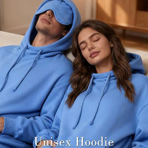 Custom Sleep Hoodies Blue Oversized Eye Mask Travel SweatshirtPockets High Quality Hoodie <strong>Clothing</strong> Manufacture Daily Wear - Product Image 1