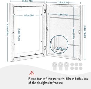 Kids Artwork Picture <b>Frame</b> Black MDF UV Printing Foldable Modern <b>Design</b> Shatter Resistant Glass <b>Wall</b> Mount Storage - Product Image 3